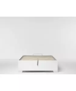 Letto 1 piazza e mezza "bed box" bianco con rete, contenitore e piedini 120x190 cm